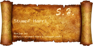 Stumpf Harri névjegykártya